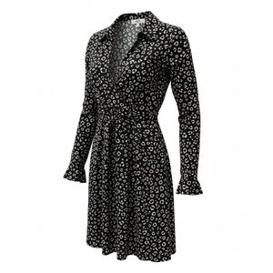 Jack by BB Dakota Leopard Print Long Sleeve Dress size L